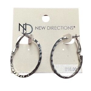 NWT~ New Direction drop hoop earrings in Silver for pierced earrings.